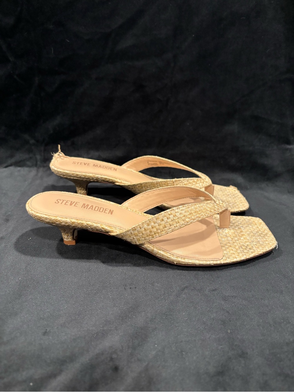 Steve Madden Woven Thong Mules in Beige - Picture 2 of 11